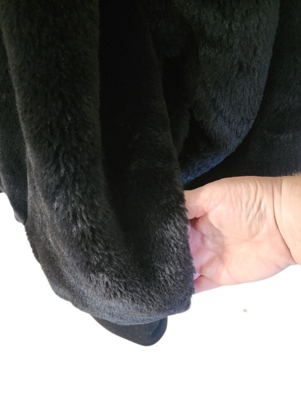Free People Oversized Black Faux Fur Hooded Zip Jacket XL - Picture 6 of 10